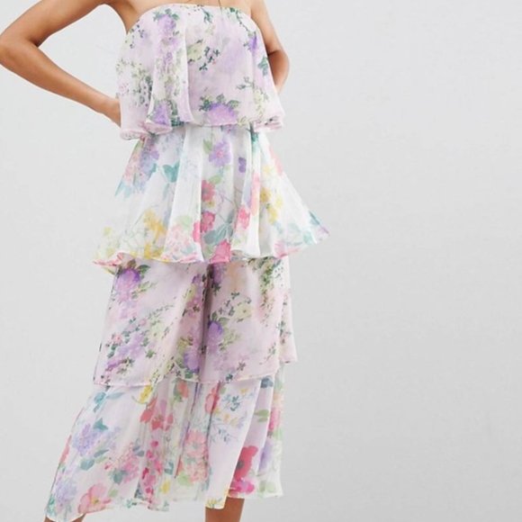 ASOS Pants - Tiered Floral Jumpsuit